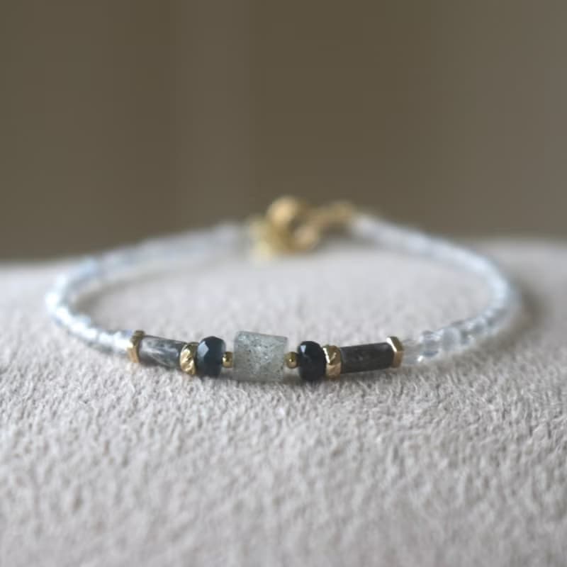 手鍊 光譜石 藍寶石 天然石 - 滿足 -