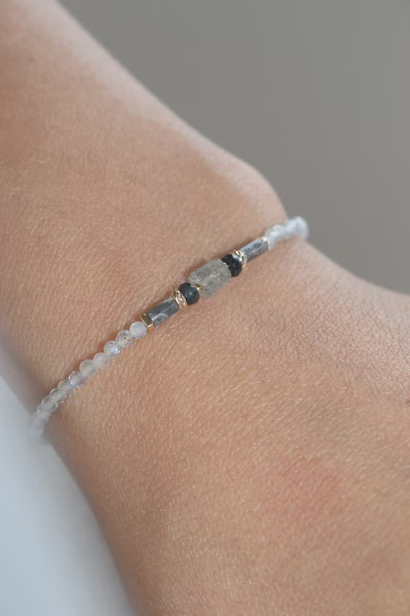 手鍊 光譜石 藍寶石 天然石 - 滿足 -