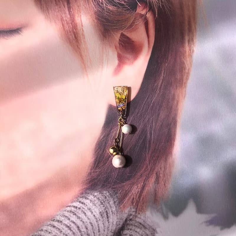 【茜作】乾燥花手工定制耳環 耳夾 耳針 耳墜 碎花多珠 吊墜設計