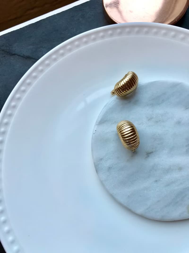 Vintage Gold Ripple Statement Earrings