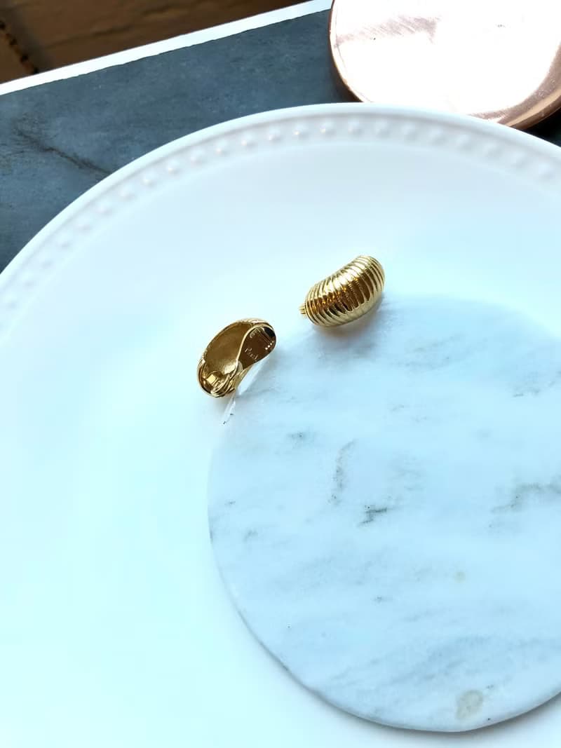 Vintage Gold Ripple Statement Earrings