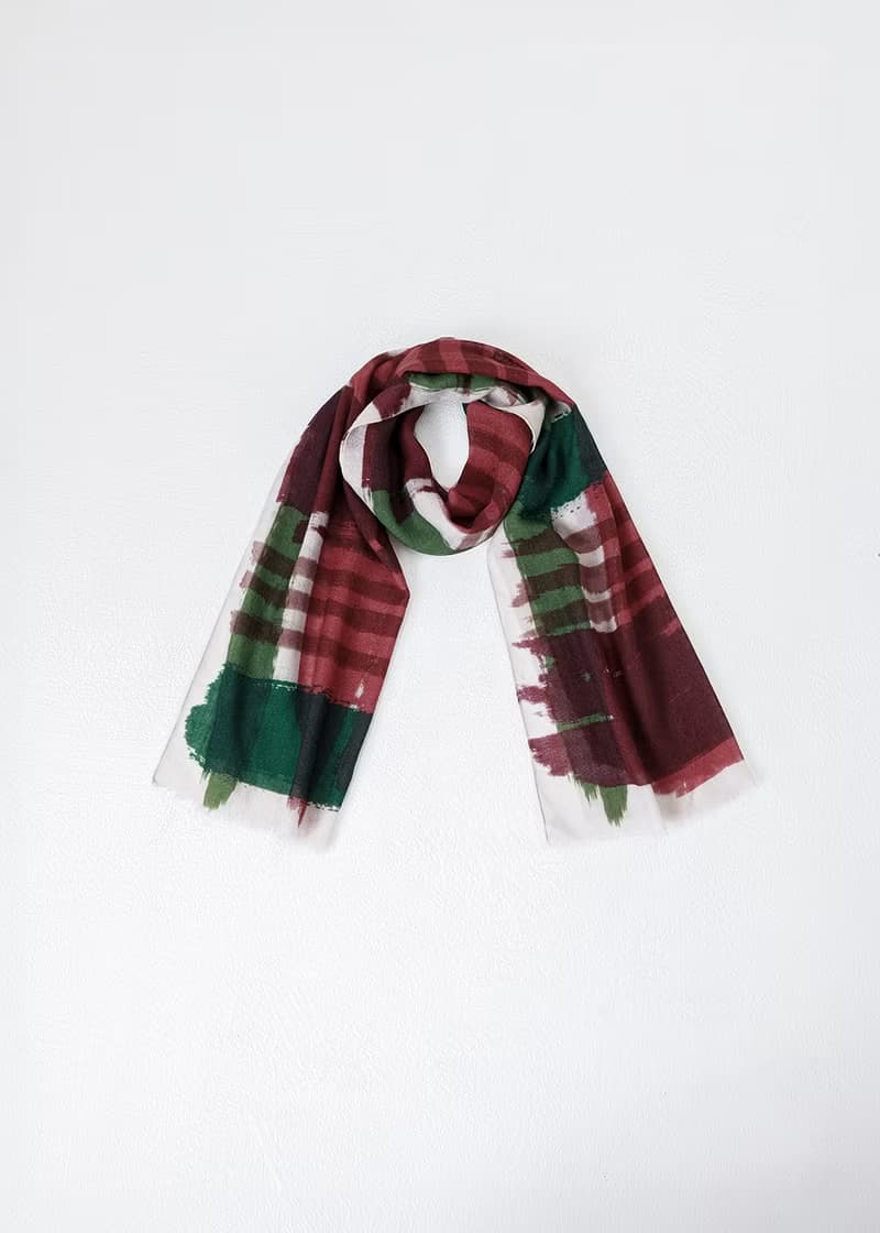 織色水彩紋路羊毛圍巾