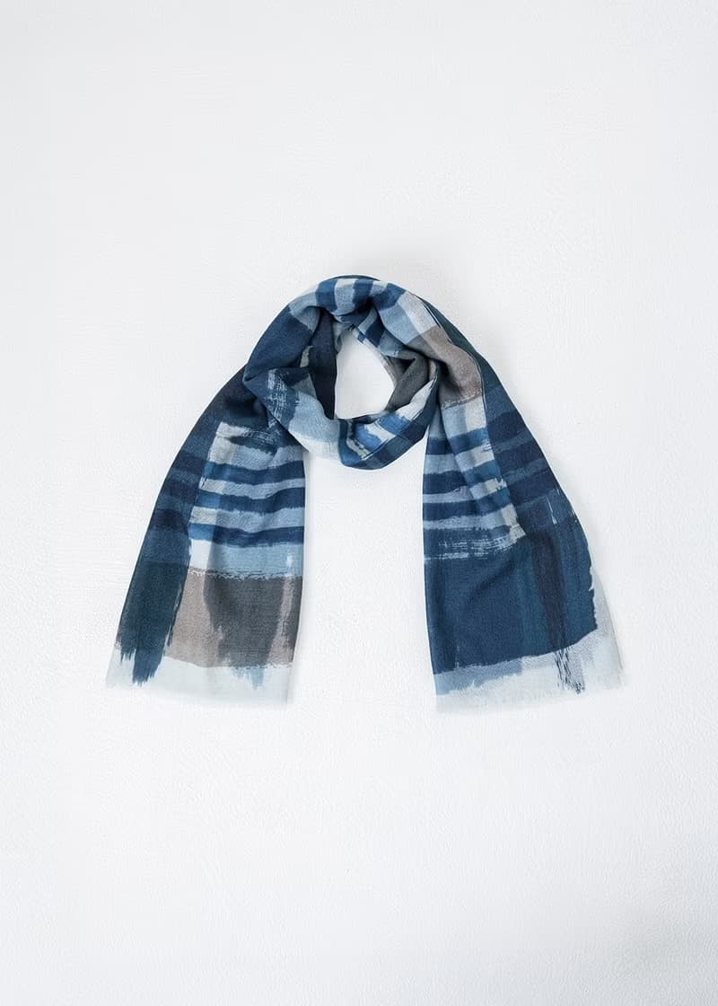 織色水彩紋路羊毛圍巾