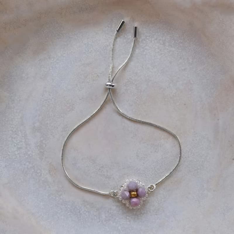 描邊小花手鍊-銀