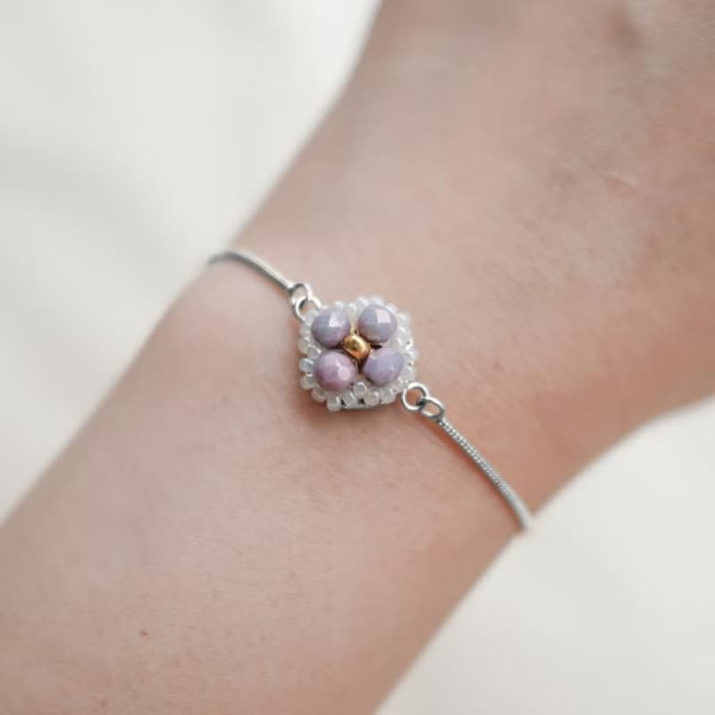 描邊小花手鍊-銀