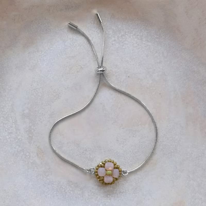 描邊小花手鍊-銀