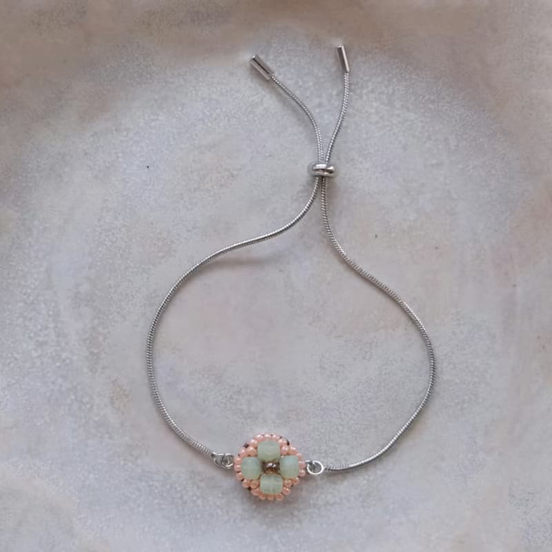 描邊小花手鍊-銀