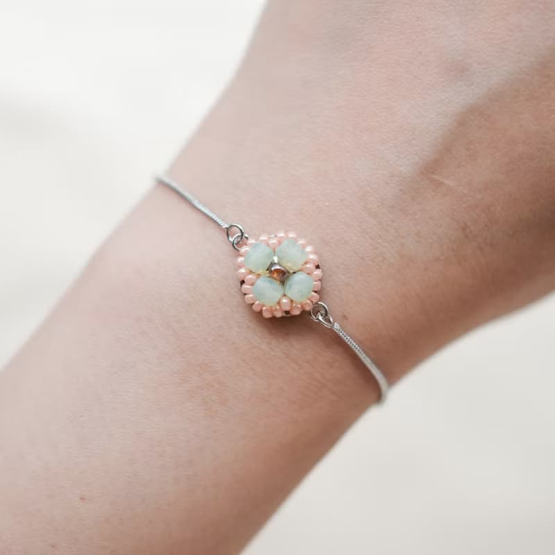 描邊小花手鍊-銀