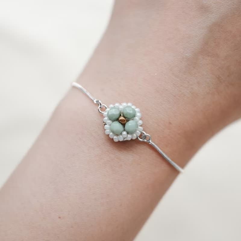 描邊小花手鍊-銀