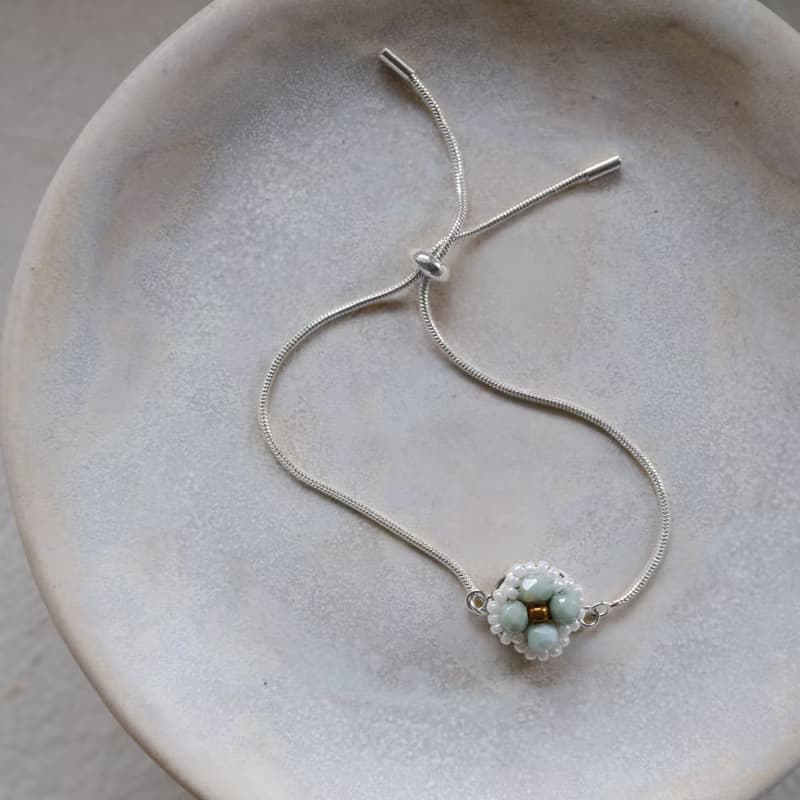 描邊小花手鍊-銀