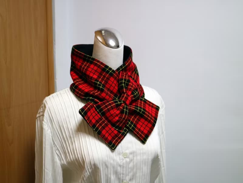蝴蝶結款 可調式短圍巾.scarf 保暖圍脖 雙面雙色 大人.小孩均適