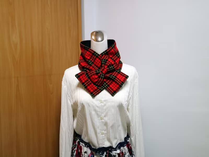 蝴蝶結款 可調式短圍巾.scarf 保暖圍脖 雙面雙色 大人.小孩均適