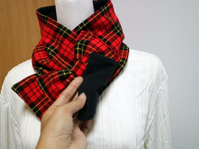 蝴蝶結款 可調式短圍巾.scarf 保暖圍脖 雙面雙色 大人.小孩均適
