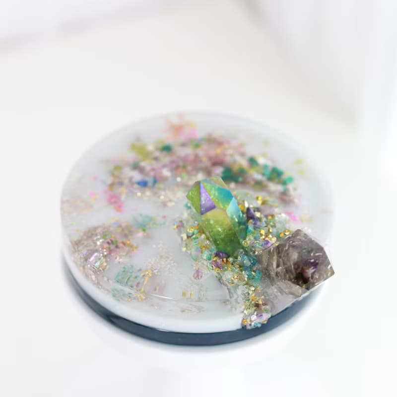 10cm水晶立體盤 - 紫水晶 & 綠光環