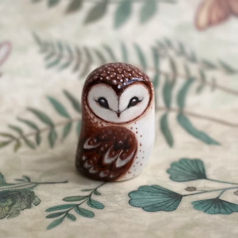 Barn owl figurine, barn owl sculpture, cute owl gift figurines