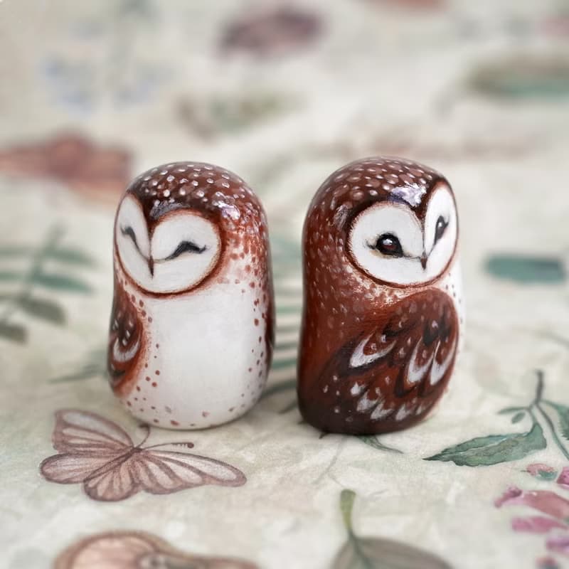 Barn owl figurine, barn owl sculpture, cute owl gift figurines