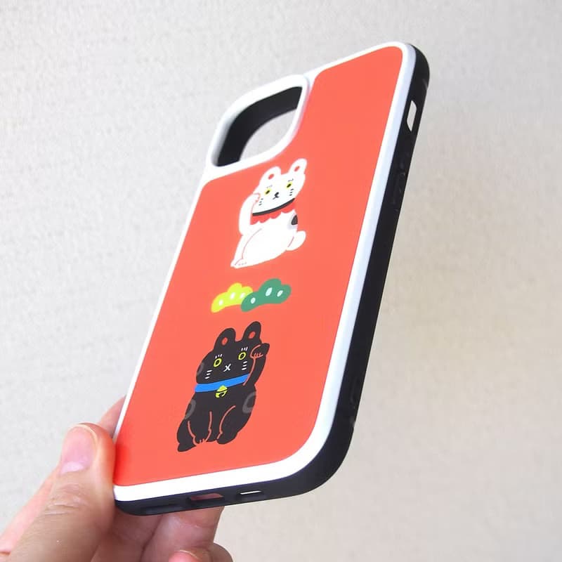 【強化ガラスiPhoneケース】招き猫