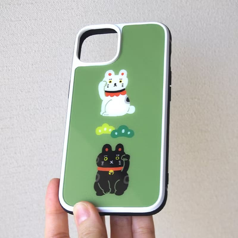 【強化ガラスiPhoneケース】招き猫