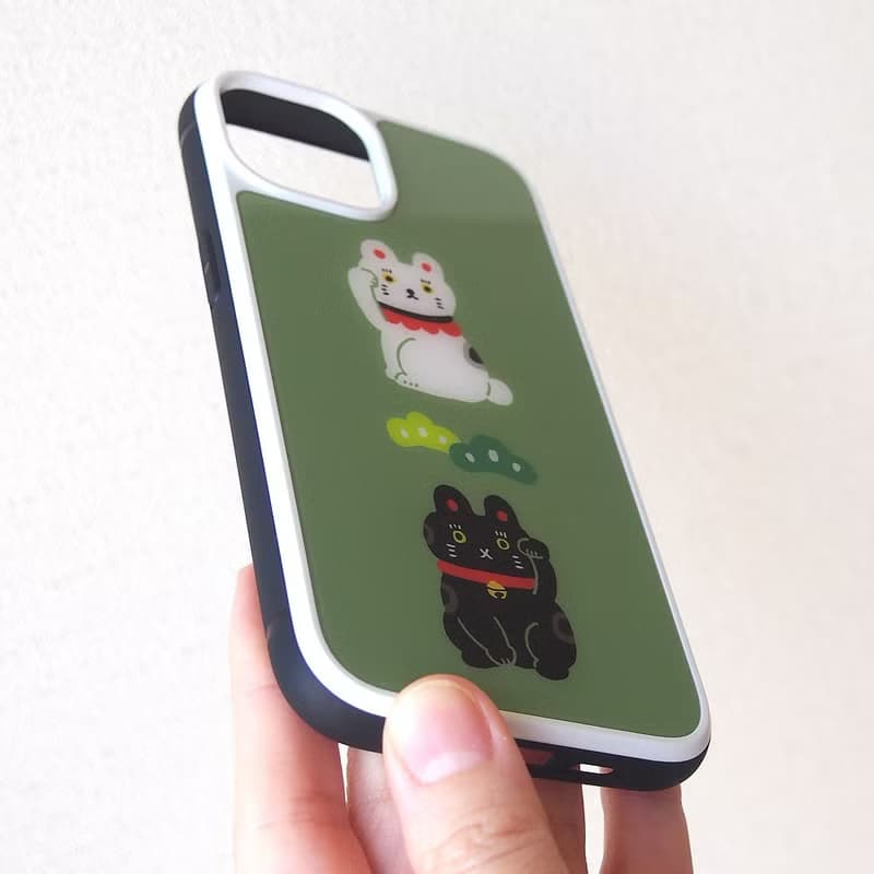 【強化ガラスiPhoneケース】招き猫