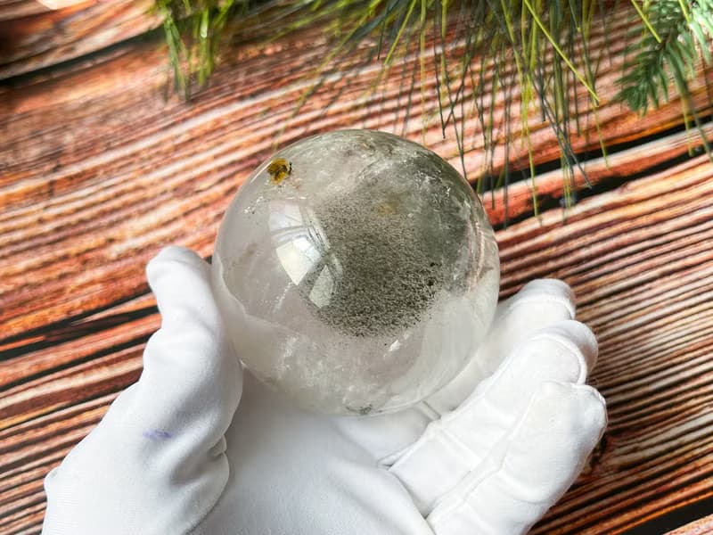 【一物一圖】天然骸骨水晶球 直徑64MM 送底座