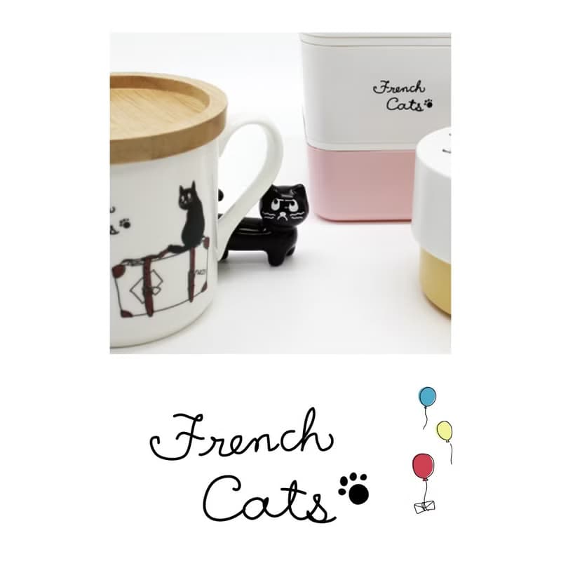 French Cats Chopstick Rest Cute Black Cat Ceramic Cutlery Gift Present Kitchen
