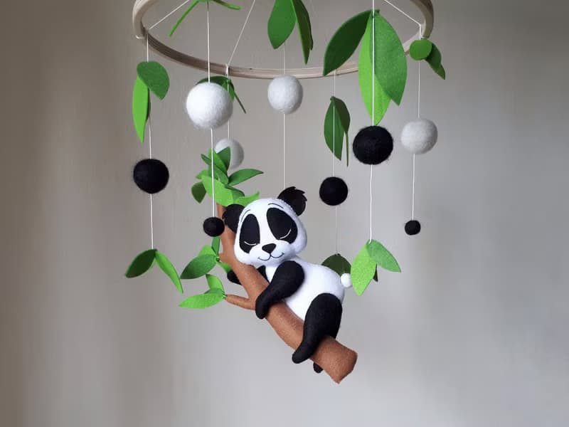 Panda baby mobile, montessori nursery decor, crib mobile, baby shower gift