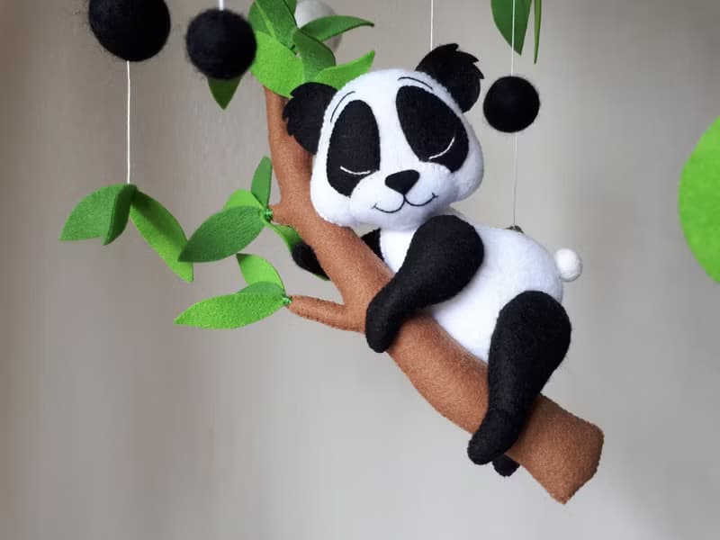 Panda baby mobile, montessori nursery decor, crib mobile, baby shower gift