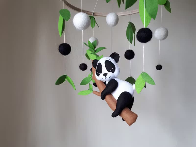 Panda baby mobile, montessori nursery decor, crib mobile, baby shower gift