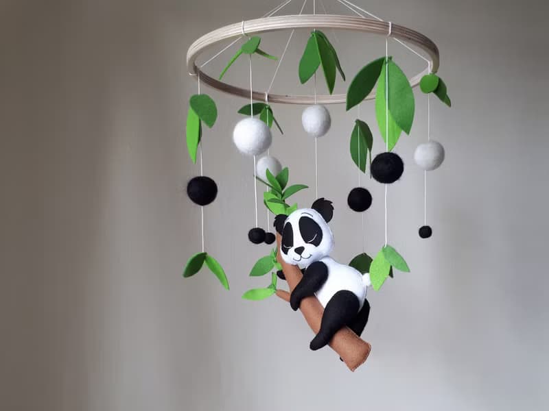 Panda baby mobile, montessori nursery decor, crib mobile, baby shower gift