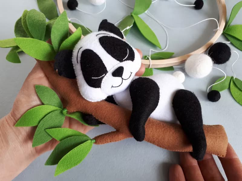 Panda baby mobile, montessori nursery decor, crib mobile, baby shower gift