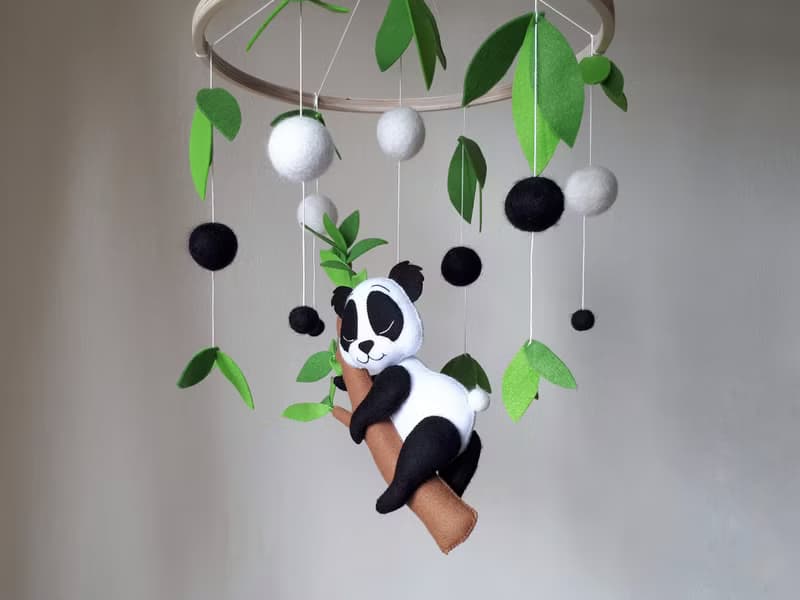 Panda baby mobile, montessori nursery decor, crib mobile, baby shower gift