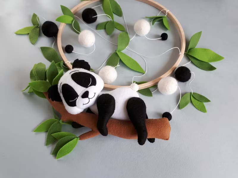Panda baby mobile, montessori nursery decor, crib mobile, baby shower gift