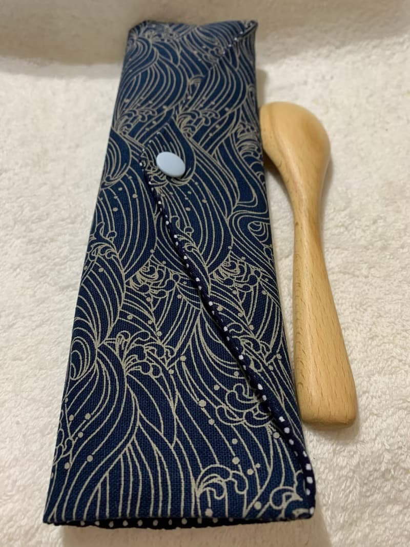 文青風環保筷袋 ~逐浪 日系  沈穩藍 收納 手作餐具袋