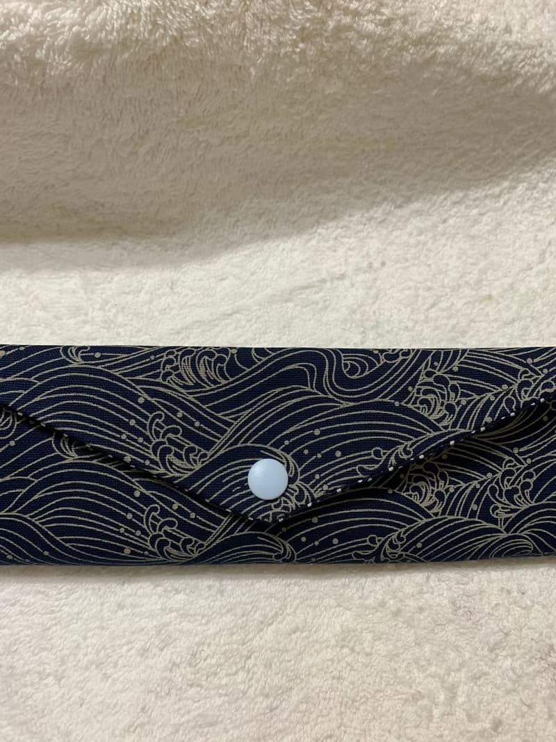 文青風環保筷袋 ~逐浪 日系  沈穩藍 收納 手作餐具袋