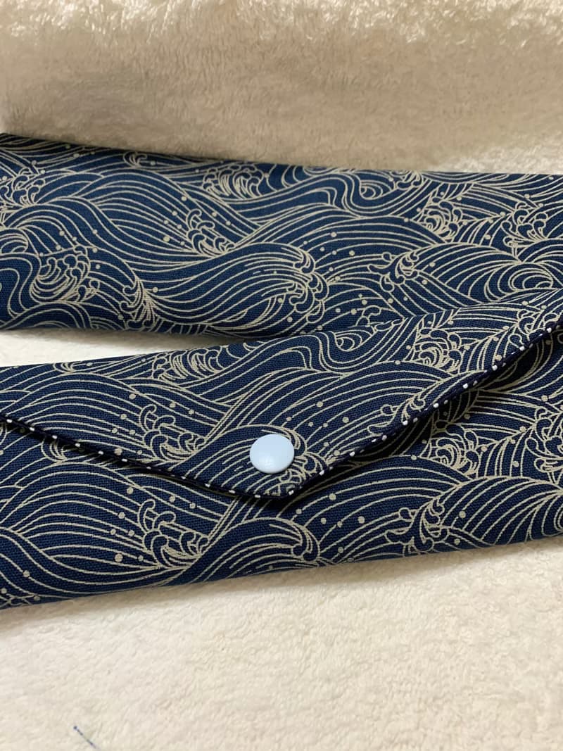 文青風環保筷袋 ~逐浪 日系  沈穩藍 收納 手作餐具袋