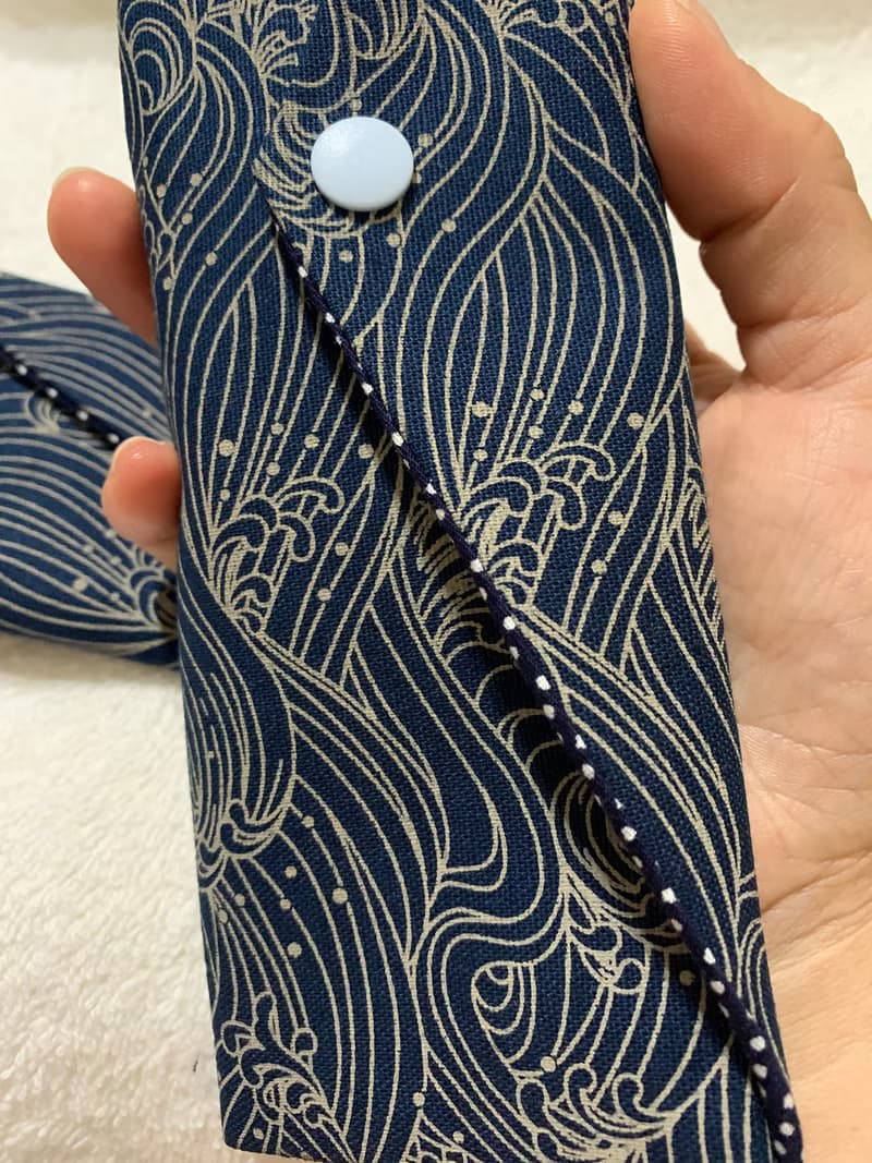 文青風環保筷袋 ~逐浪 日系  沈穩藍 收納 手作餐具袋