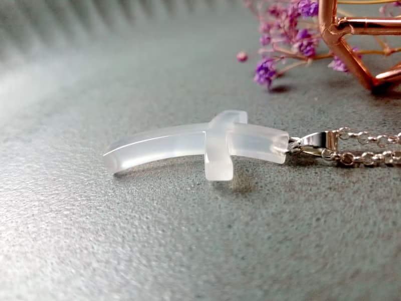 玉墜 造型玉墜-十字架 白玉髓/簡單好搭配雙面