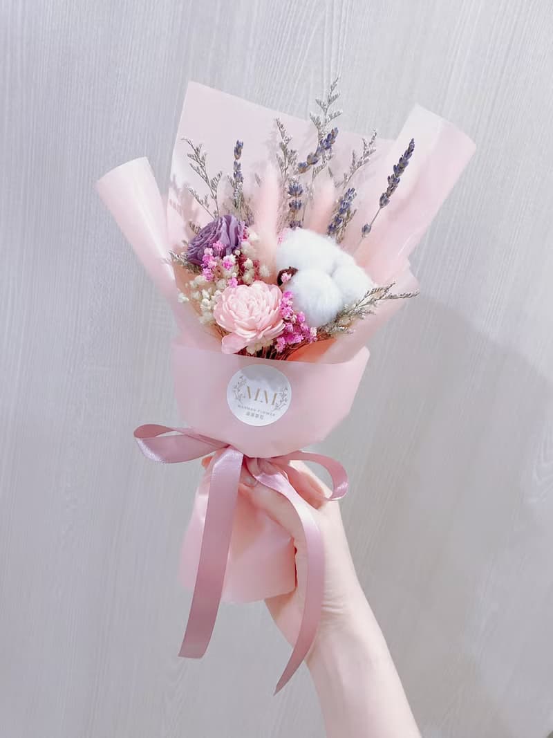粉嫩乾燥花束 生日花束 中型花束 浪漫花束禮物 情人節花束 現貨
