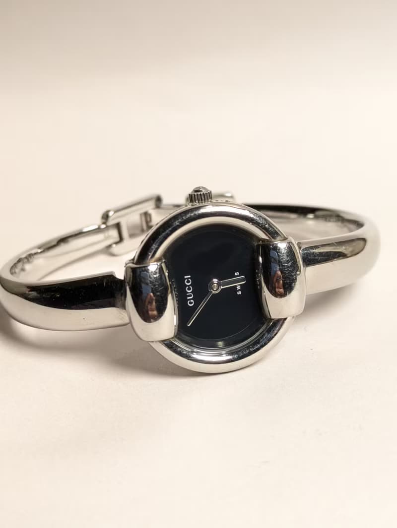GUCCI vintage quartz watch 黑色盤手環式古董石英錶