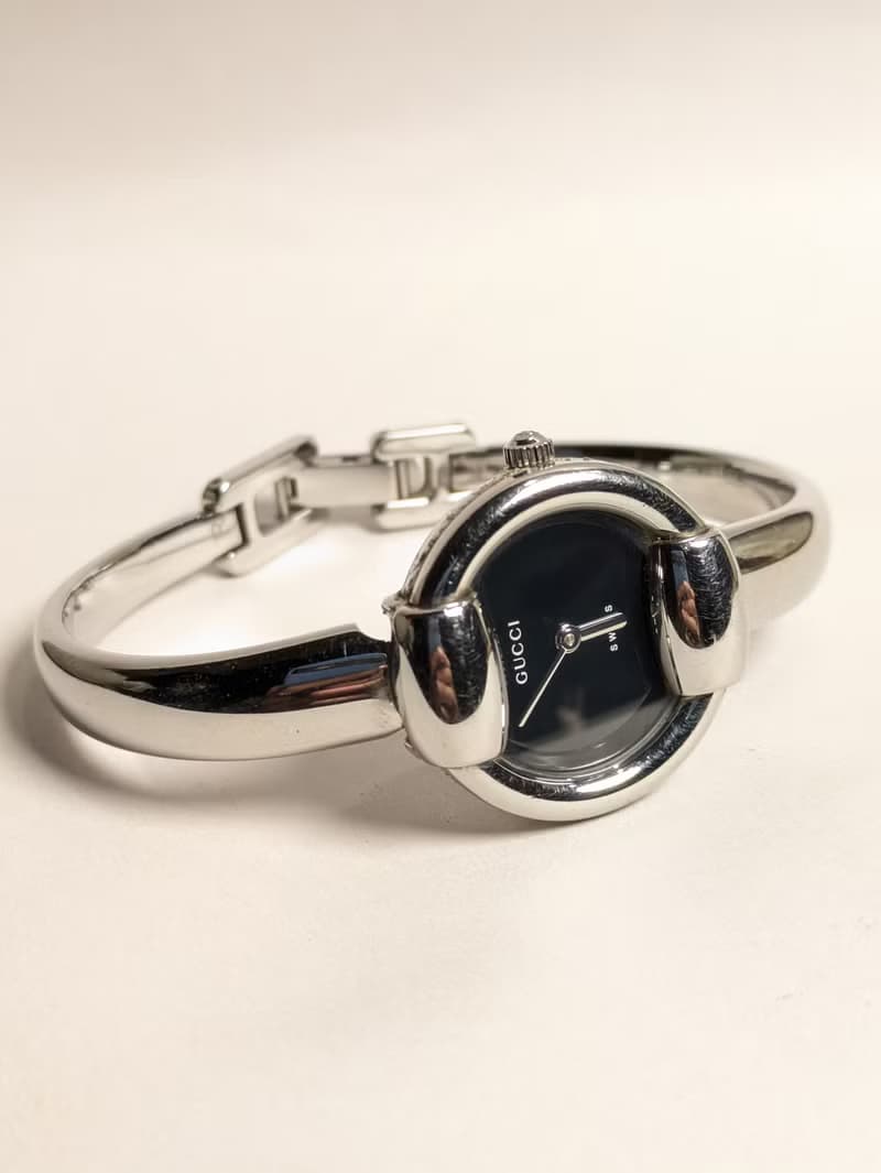 GUCCI vintage quartz watch 黑色盤手環式古董石英錶