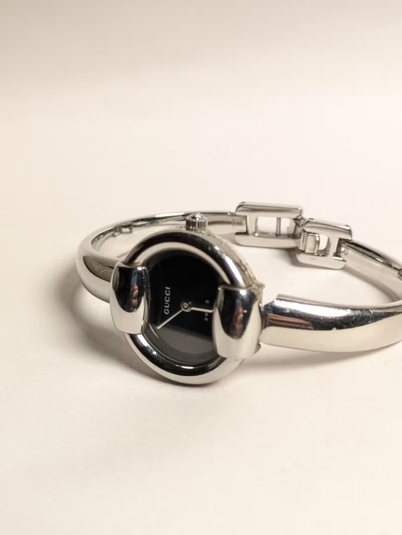 GUCCI vintage quartz watch 黑色盤手環式古董石英錶