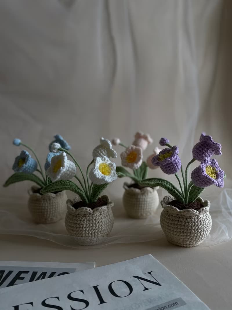 ZHII studio 手工盆花禮盒 - 鈴蘭花 針織花盆