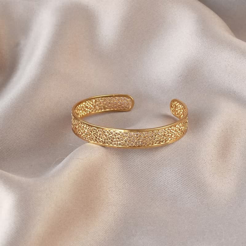 黃銅18K金鏤空蕾絲手鐲