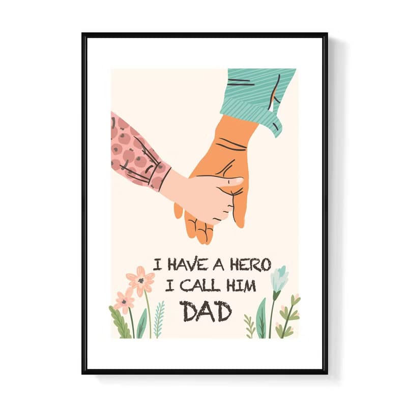 MY HERO - 兒童房插畫掛畫/父親節禮物/手繪爸爸掛畫