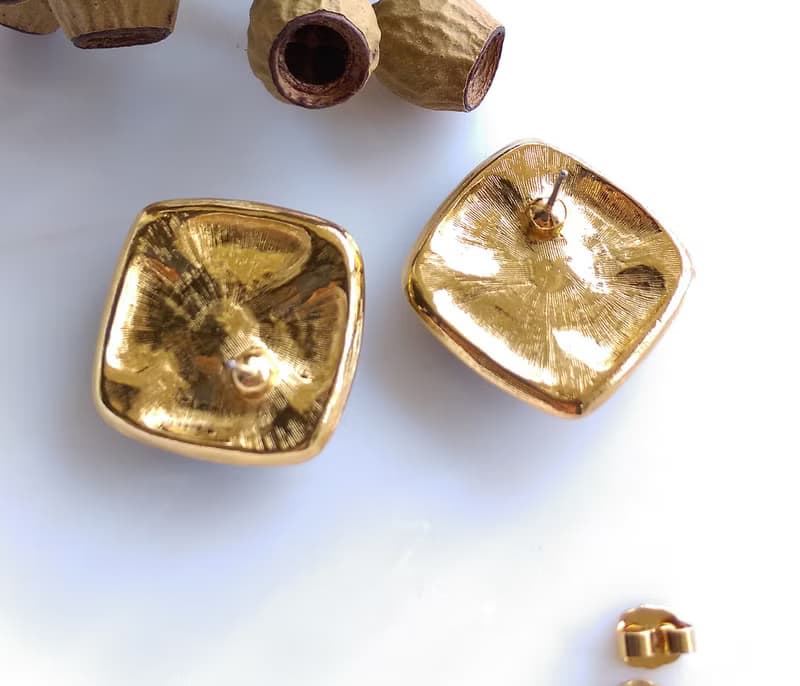 Vintage Jewelry 西洋古董飾品 經典 四角方珠 針式耳環