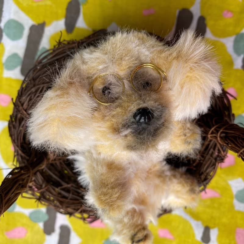 戴眼鏡的金毛犬 站著10cm-毛根扭扭棒手作/玩偶公仔毛料娃娃
