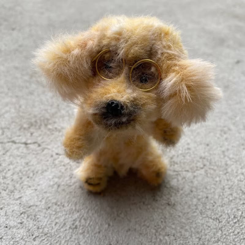 戴眼鏡的金毛犬 站著10cm-毛根扭扭棒手作/玩偶公仔毛料娃娃