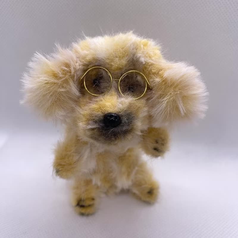 戴眼鏡的金毛犬 站著10cm-毛根扭扭棒手作/玩偶公仔毛料娃娃
