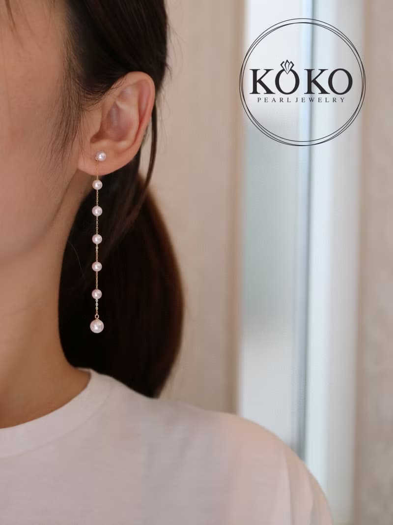 日本製 2way akoya珍珠耳環 耳夾 滿天星耳環 18k金 珍珠耳墜