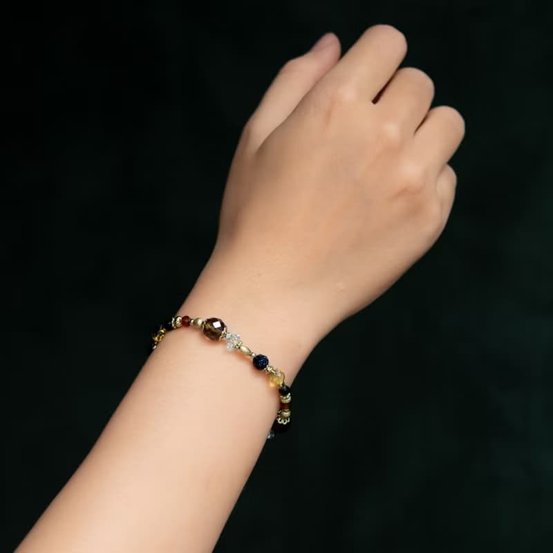 神奇夜光 I 茶晶橙石榴黃水晶手鍊 C1653